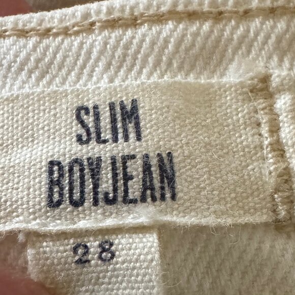 Madewell Slim Mid-RiseBoyfriend Jeans in White with Cream Patches Size 28 - Picture 5 of 11